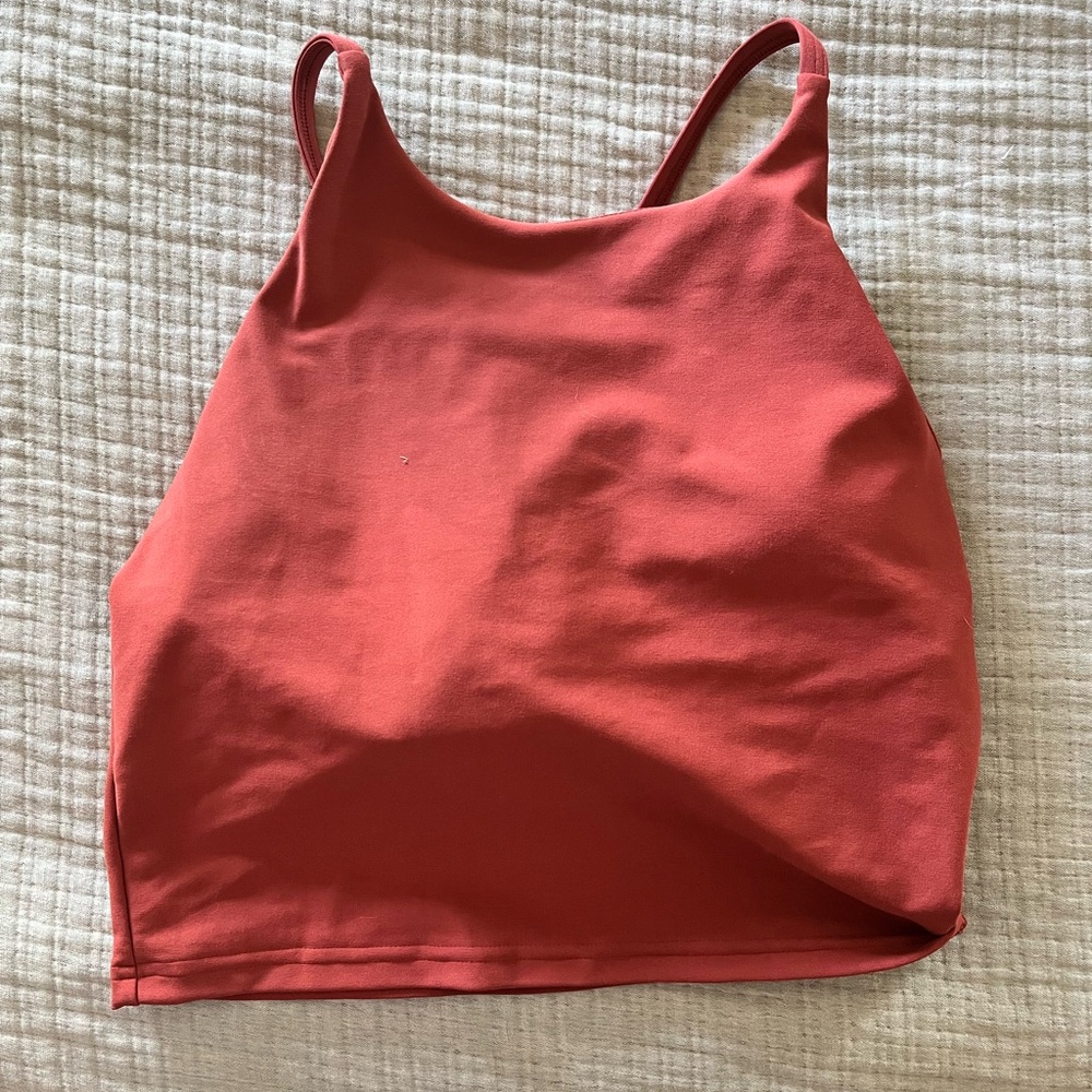 Rust high neck long line bra/active shirt